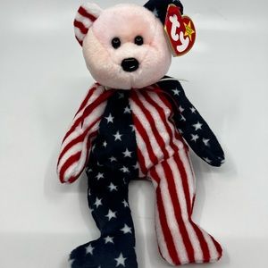 Spangle the bear beanie baby- pink face
